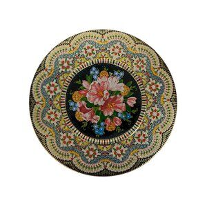 Daher England 8” Multi Color Floral Round Empty Tin Rounded Bottom